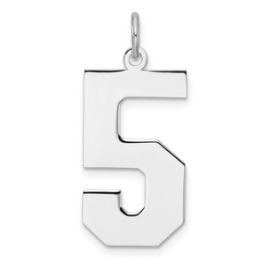 Sterling Silver/Rhodium-plated Polished Number 5 Charm - QP-804BD092-2356