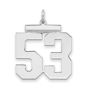 Sterling Silver/Rhodium-plated Polished Number 53 Charm - QP-6CCD366D-8205
