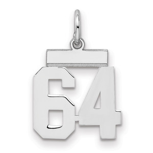 Sterling Silver/Rhodium-plated Polished Number 64 Charm