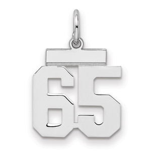 Sterling Silver/Rhodium-plated Polished Number 65 Charm