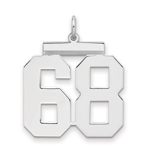 Sterling Silver/Rhodium-plated Polished Number 68 Charm - QP-794B9188-8153