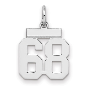 Sterling Silver/Rhodium-plated Polished Number 68 Charm - QS-9E2A5F8A-6610