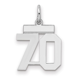 Sterling Silver/Rhodium-plated Polished Number 70 Charm