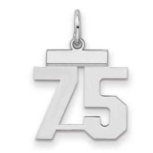 Sterling Silver/Rhodium-plated Polished Number 75 Charm