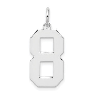 Sterling Silver/Rhodium-plated Polished Number 8 Charm - QP-A84BDCCE-9747