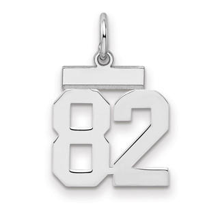 Sterling Silver/Rhodium-plated Polished Number 82 Charm