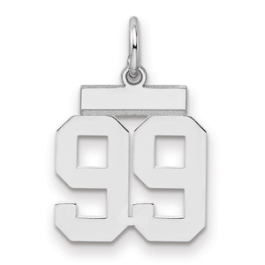 Sterling Silver/Rhodium-plated Polished Number 99 Charm - QS-0E2D61E1-2687
