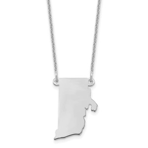 Sterling Silver/Rhodium-plated Rhode Island State Necklace