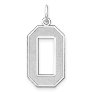 Sterling Silver/Rhodium-plated Satin Number 0 Charm - QP-92EAA592-1505