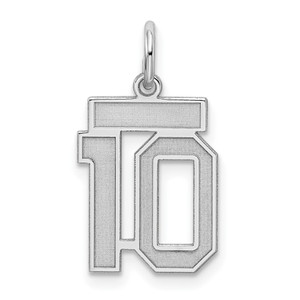 Sterling Silver/Rhodium-plated Satin Number 10 Charm - QP-30C76520-2072
