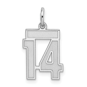 Sterling Silver/Rhodium-plated Satin Number 14 Charm - QP-945B356E-9364