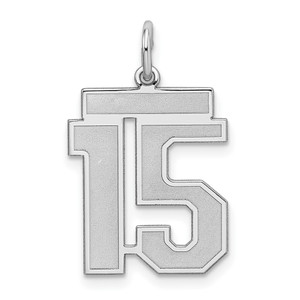 Sterling Silver/Rhodium-plated Satin Number 15 Charm - QP-BA7581ED-4404