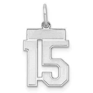 Sterling Silver/Rhodium-plated Satin Number 15 Charm - QP-F90C80FC-1820