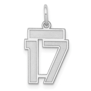 Sterling Silver/Rhodium-plated Satin Number 17 Charm - QP-904A175C-5098