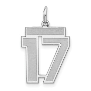 Sterling Silver/Rhodium-plated Satin Number 17 Charm - QP-C0636C4D-9401