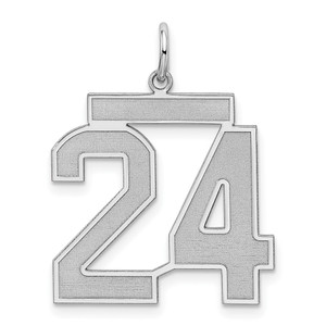 Sterling Silver/Rhodium-plated Satin Number 24 Charm - QP-8CBD61ED-8909