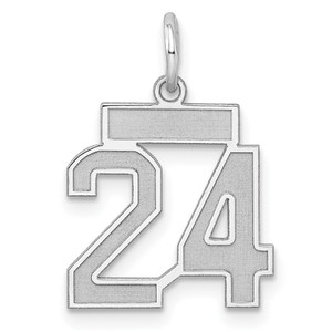 Sterling Silver/Rhodium-plated Satin Number 24 Charm - QP-F6468C0D-6510