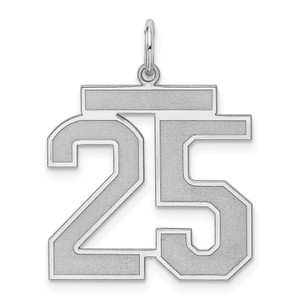 Sterling Silver/Rhodium-plated Satin Number 25 Charm - QP-420B8760-6105
