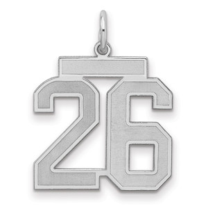 Sterling Silver/Rhodium-plated Satin Number 26 Charm - QP-D5CC3D6F-4235