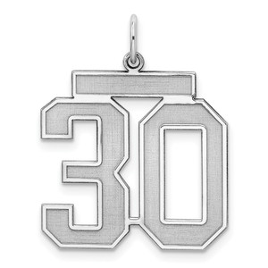 Sterling Silver/Rhodium-plated Satin Number 30 Charm - QP-72E04ACB-7712