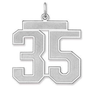 Sterling Silver/Rhodium-plated Satin Number 35 Charm - QP-A47E1AE2-4054