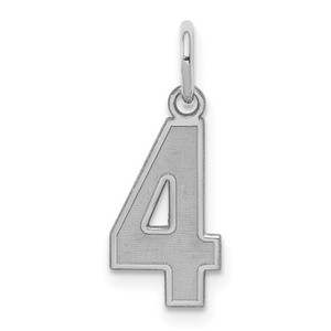 Sterling Silver/Rhodium-plated Satin Number 4 Charm - QP-6EC72E88-8885