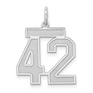Sterling Silver/Rhodium-plated Satin Number 42 Charm - QP-ED806E9D-1350