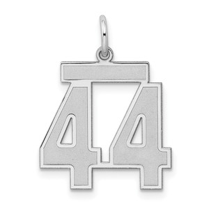 Sterling Silver/Rhodium-plated Satin Number 44 Charm - QP-E7D26205-1448