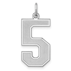 Sterling Silver/Rhodium-plated Satin Number 5 Charm - QP-1F755501-6004