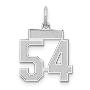 Sterling Silver/Rhodium-plated Satin Number 54 Charm - QP-6D265AD6-6860
