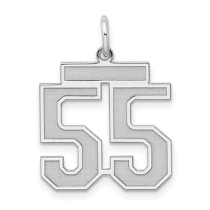 Sterling Silver/Rhodium-plated Satin Number 55 Charm - QP-4DF33C29-6336