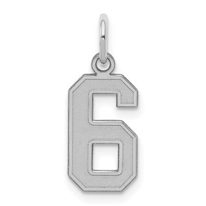Sterling Silver/Rhodium-plated Satin Number 6 Charm - QP-35408EC1-6574