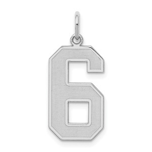 Sterling Silver/Rhodium-plated Satin Number 6 Charm - QP-77073388-6655