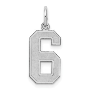 Sterling Silver/Rhodium-plated Satin Number 6 Charm - QP-79614611-1738