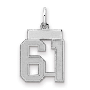 Sterling Silver/Rhodium-plated Satin Number 61 Charm