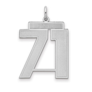 Sterling Silver/Rhodium-plated Satin Number 71 Charm - QP-862EE2BF-7160