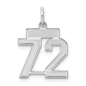 Sterling Silver/Rhodium-plated Satin Number 72 Charm - QP-2062266A-9298