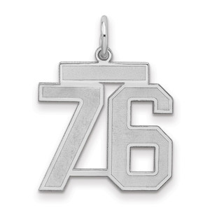 Sterling Silver/Rhodium-plated Satin Number 76 Charm - QP-F1586440-4503