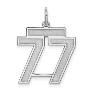 Sterling Silver/Rhodium-plated Satin Number 77 Charm - QP-0225455A-1477