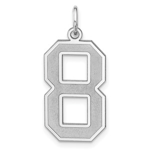 Sterling Silver/Rhodium-plated Satin Number 8 Charm - QP-69B46CF8-7464