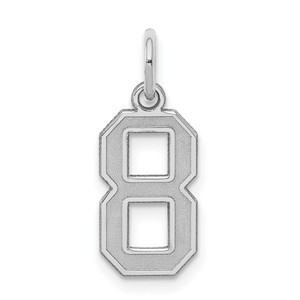 Sterling Silver/Rhodium-plated Satin Number 8 Charm - QP-6EBA90DF-7795