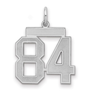 Sterling Silver/Rhodium-plated Satin Number 84 Charm - QP-BCE511BE-3188