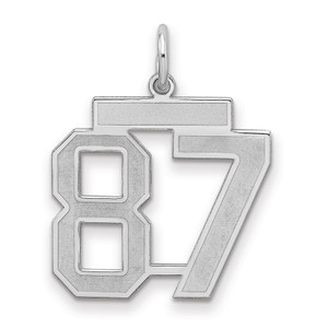 Sterling Silver/Rhodium-plated Satin Number 87 Charm