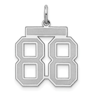Sterling Silver/Rhodium-plated Satin Number 88 Charm - QP-32D15DC7-3613