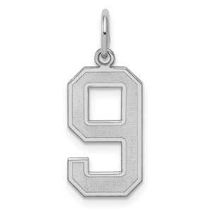 Sterling Silver/Rhodium-plated Satin Number 9 Charm - QP-3767A34B-9129