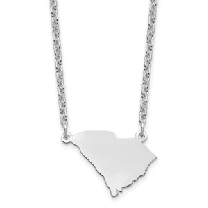 Sterling Silver/Rhodium-plated South Carolina State Necklace