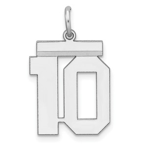 Sterling/Silver Rhodium-plated Polished Number 10 Charm