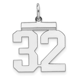 Sterling/Silver Rhodium-plated Polished Number 32 Charm