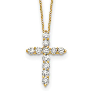 True Origin 14k 1 1/2 carat Lab Grown Diamond VS DEF 18 inch Cross Pendant Necklace