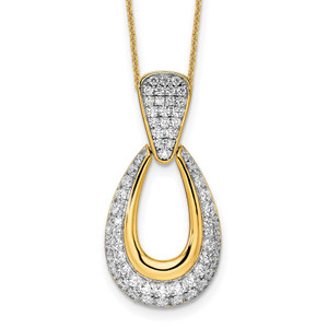 True Origin 14k 1 1/3 carat Lab Created Diamond VS DEF 18 inch Fancy Teardrop Necklace